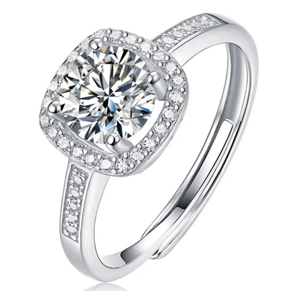 Certified 1ct. t.w. Diamond Moissanite Halo Engagement Ring NEW C - Picture 1 of 5